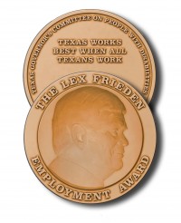 front and back of Lex Frieden medallion 