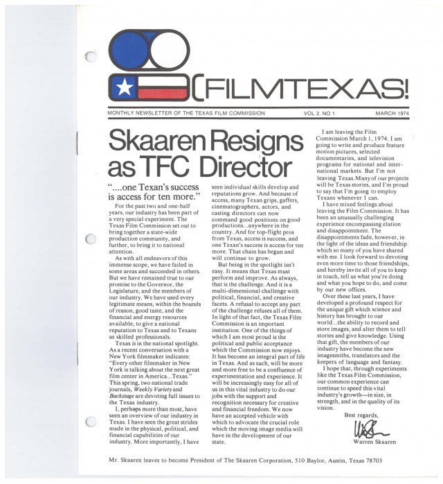 Film Texas March 1974 Single Page Image