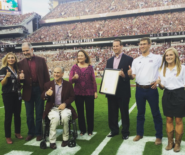Governor Greg Abbott and First Lady Cecilia Abbott at Kyle Field