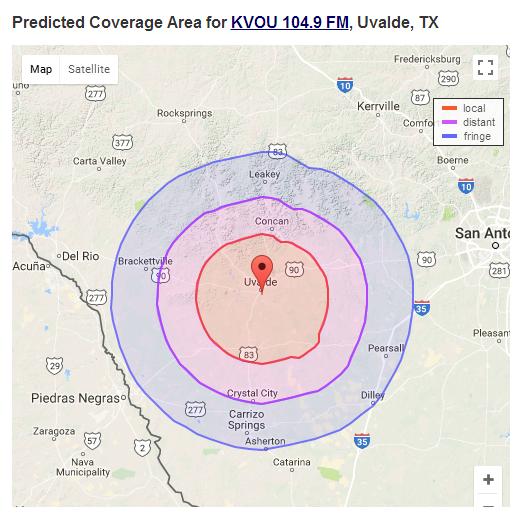 KVOU 104.9 Coyote Country broadcast frequency reach