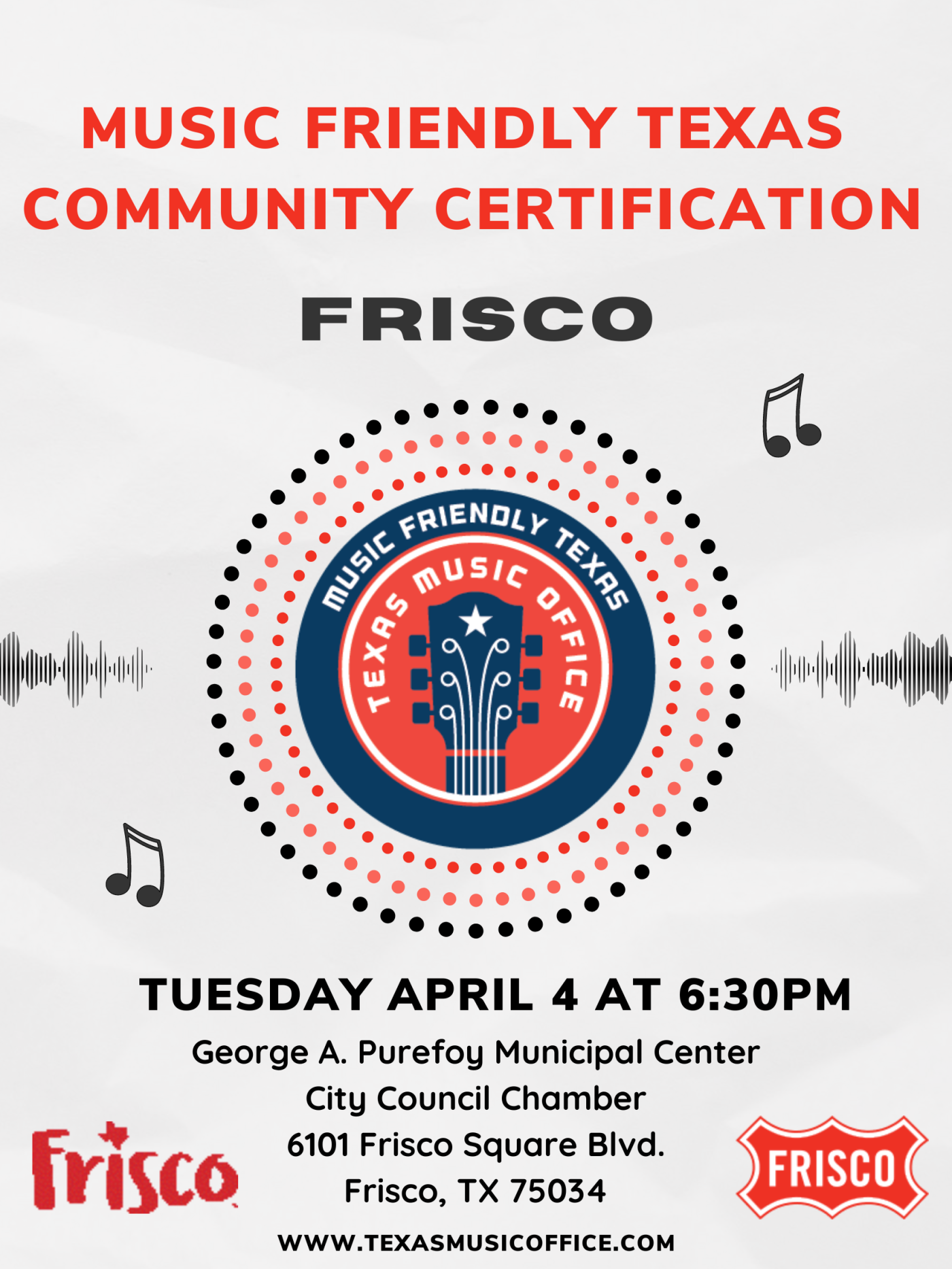 Governor Abbott Announces Frisco Designated Music Friendly Texas