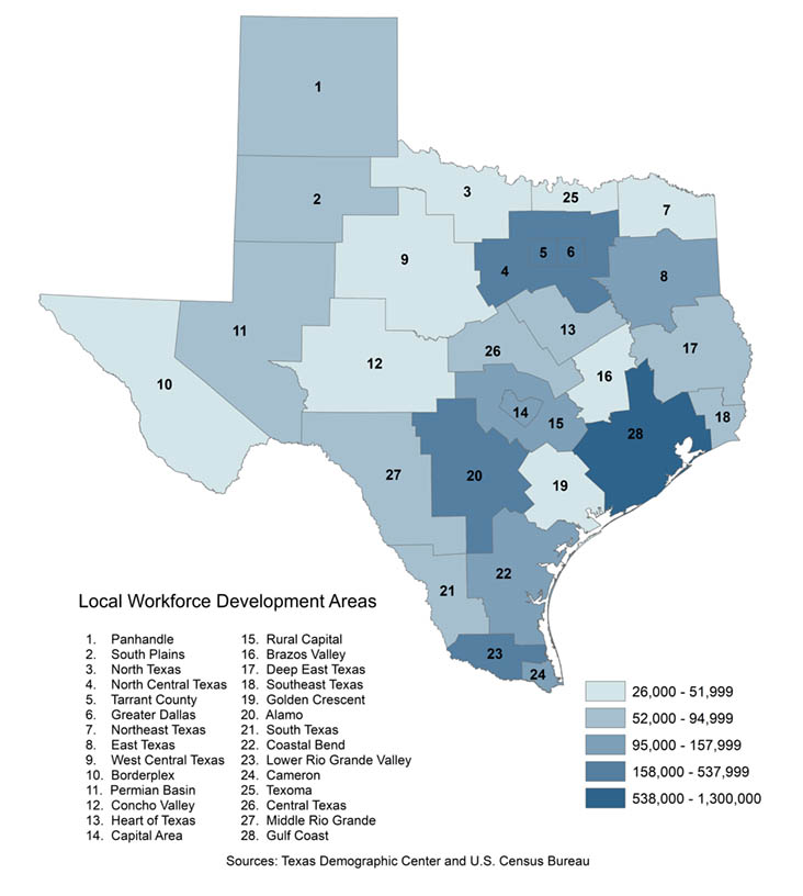 Adult Education 2017 Map by Local Workforce Development Area