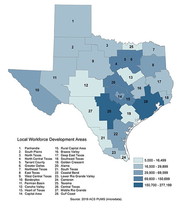 Veterans in Texas by LWDA. Click the map to view more.